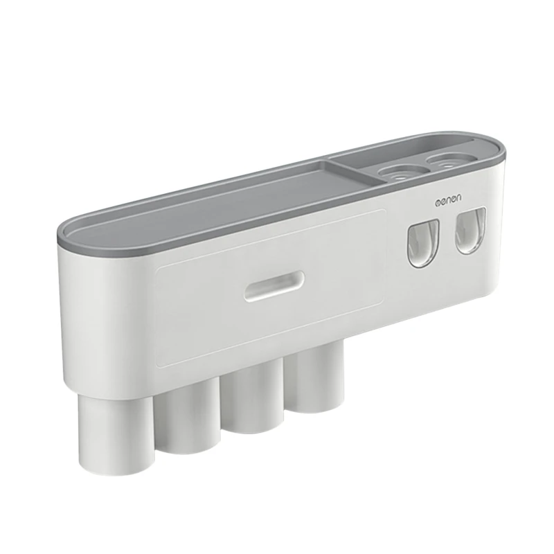Dispensador autom&aacute;tico de pasta de dientes para pared, soporte para cepillos de dientes, taza invertida de adsorci&oacute;n magn&eacute;tica, estante de almacenamiento, accesorios de ba&ntilde;o-2