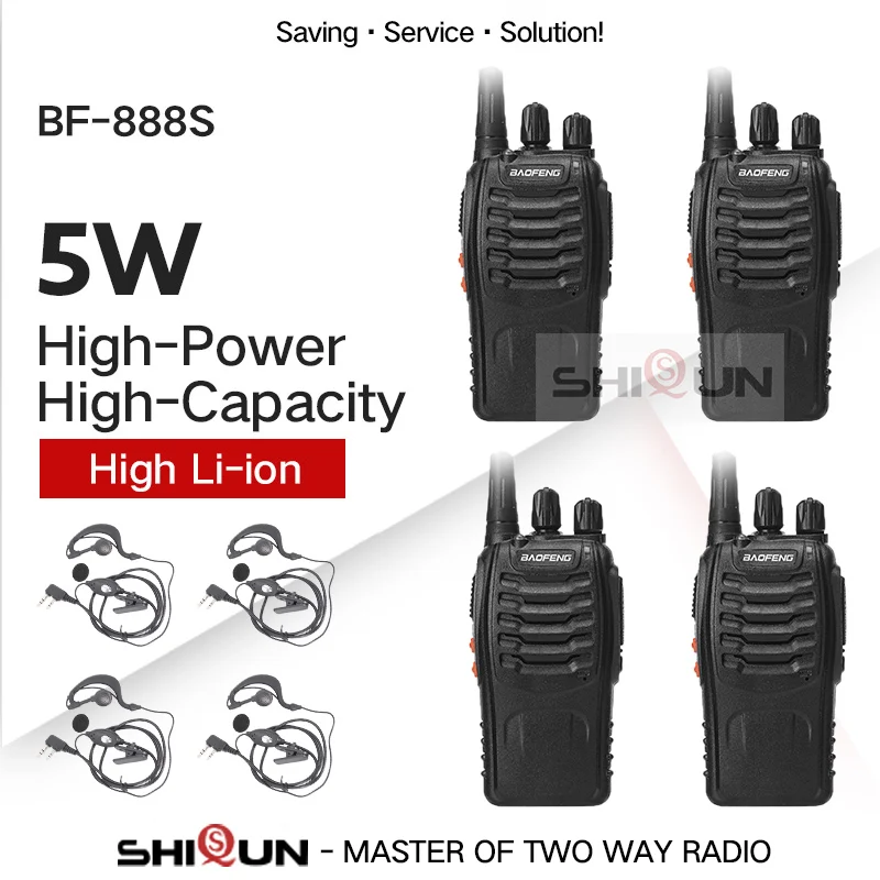 Baofeng BF-888S UHF 400-470MHz baofeng 888s дешевый двухсторонний радио Baofeng bf888s удобный портативный bf 888s baofeng 888 радио BF-C1 - Цвет: 4PCS-4Headsets