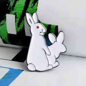 Белые кролики брошь злой животных Кролик эмаль металлическая пряжка булавка для