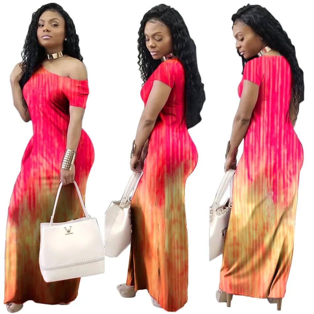 Женское богемное платье с градиентным принтом длинное Пляжное Платье макси