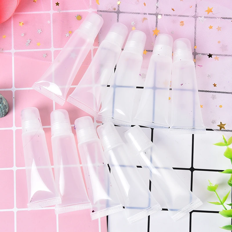 

10Pcs/pack Lipstick Container Refillable Empty Cosmetic Tubes Lip Gloss Balm Clear Cosmetic Containers Makeup Tools 5ml