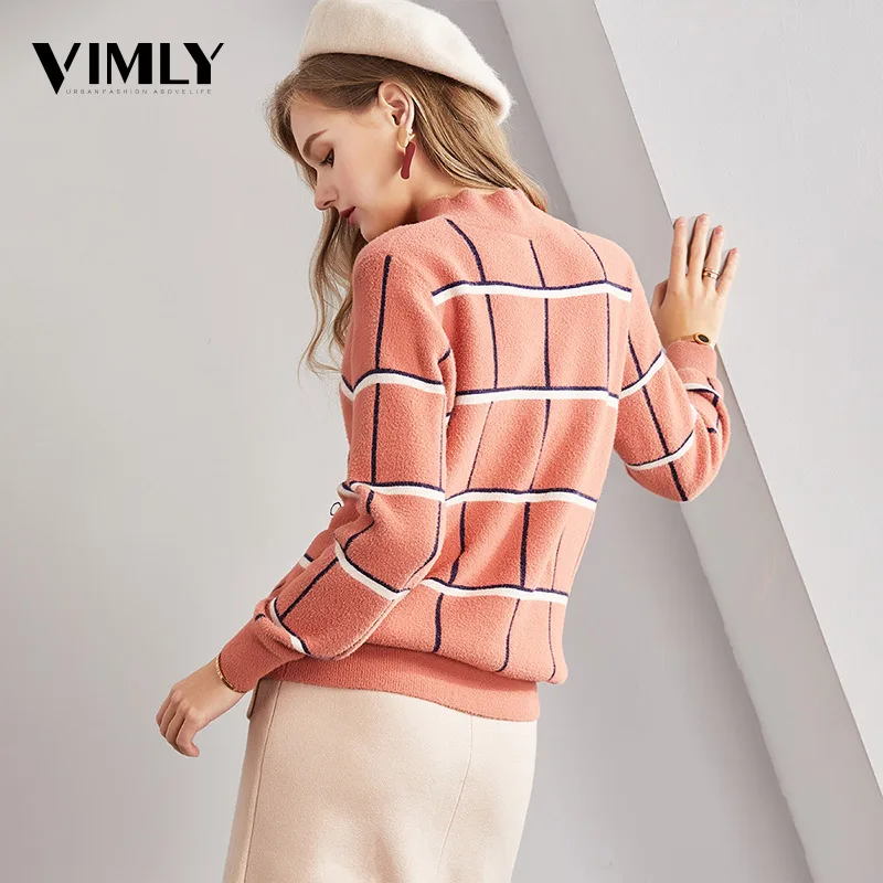 Vimly женские повседневные клетчатые пуловеры свитера женский свободный свитер с