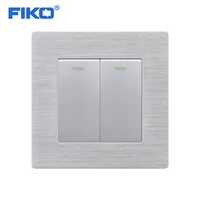 fiko 2 gang 2 way luxury light switch on off wall switch pass through interruptor aluminium alloy panel ac 110250v