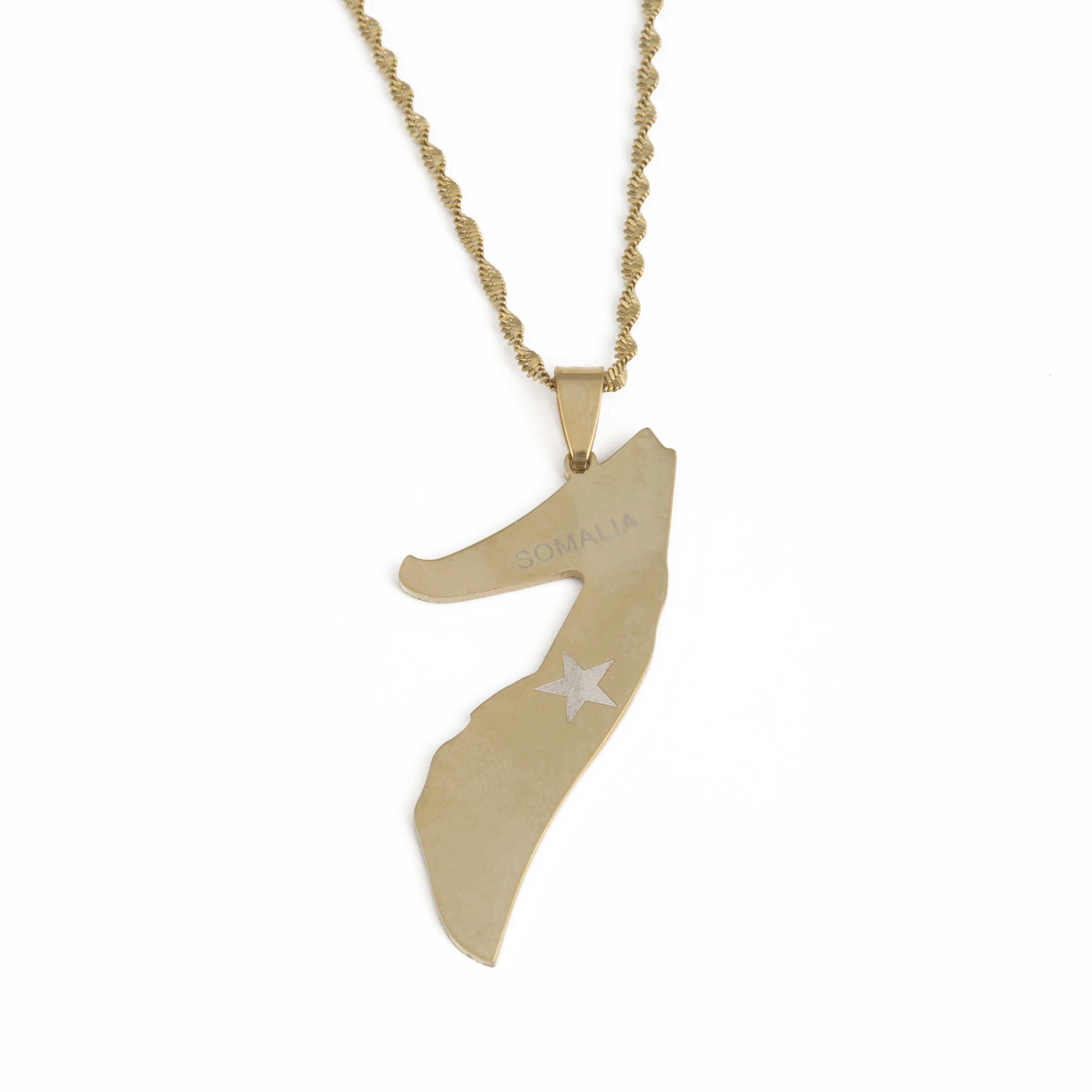 Ожерелье из нержавеющей стали с изображением флага для карты золотого цвета