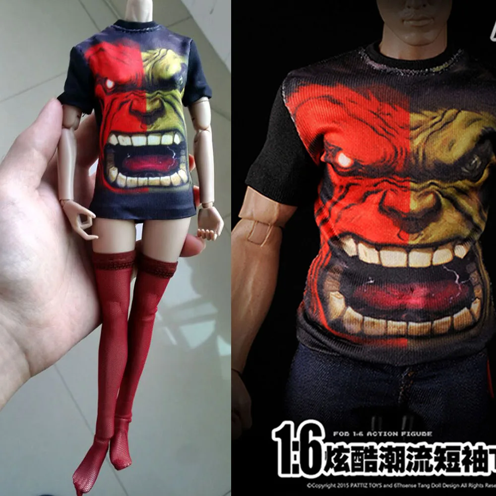 

1/6 Scale Male /Female Figure Clothes Accessory BDS001 Trendy undershirt T shirt Clothes Model for 12'' Action Figure Body
