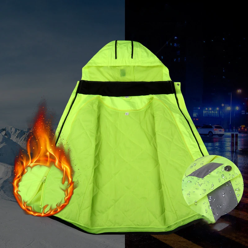 Safety Clothes High Visibility Reflective Coat Waterproof Windproof Two Tone Winter Warm Jacket with Romovable Linner | Безопасность и