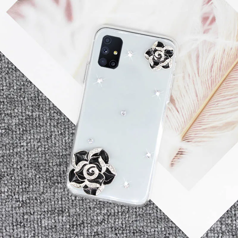 

For Samsung M51 Case Fashion Lovely DIY Shiny Diamond PC Protection Shockproof Hard Back Cover For Samsung M51 Cover 6.7 inch