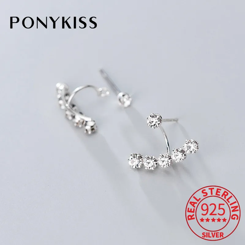 

Женские серьги-гвоздики PONYKISS из настоящего стерлингового серебра S925 пробы с фианитом, элегантные милые вечерние серьги, подарок на фестива...