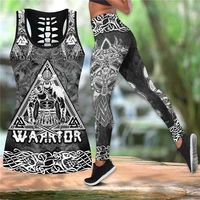 warrior viking combo outfit leggings and hollow out tank top suit yoga fitness soft legging summer women for girl 02