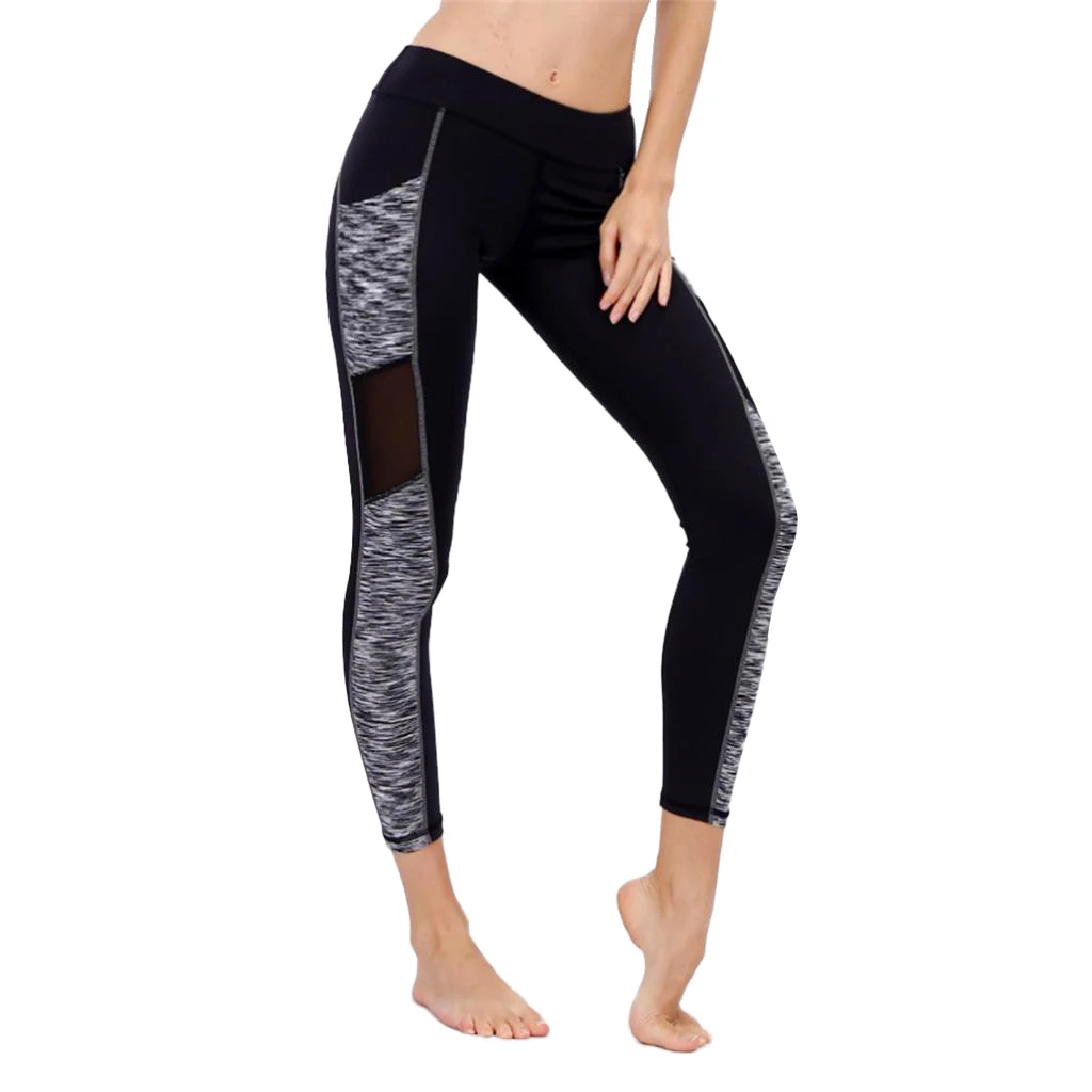 

Mesh Panel Women Running Stretch Sports Pants Trousers Yoga Fitness Leggings