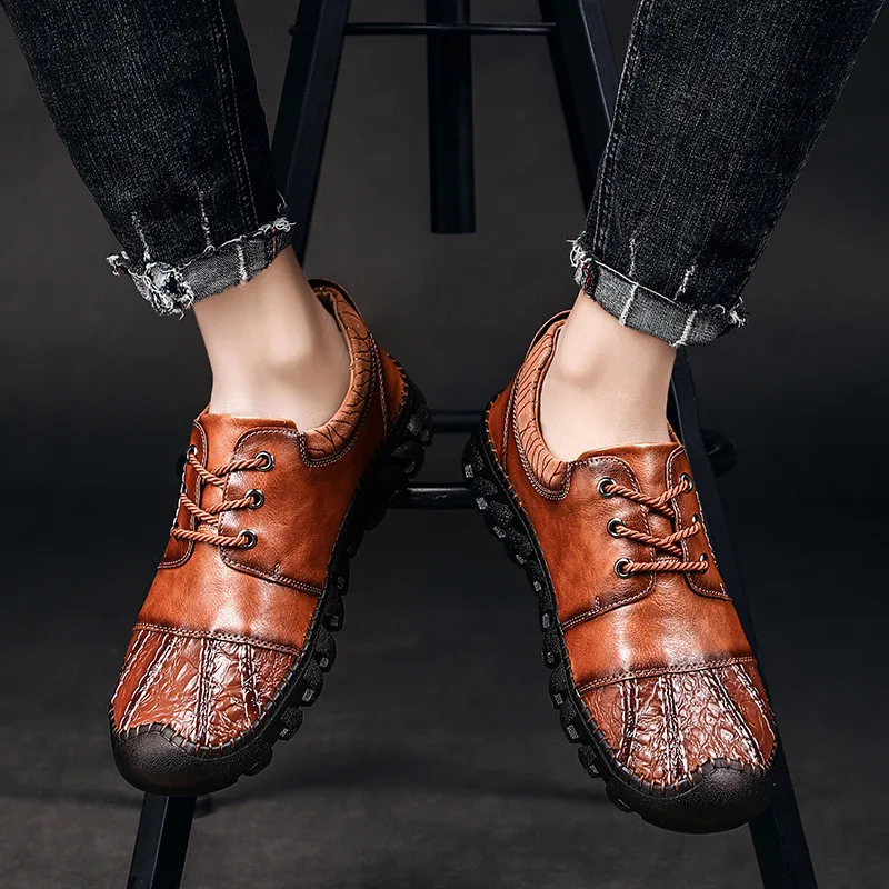 Мужская повседневная обувь из натуральной кожи Роскошные итальянские модные