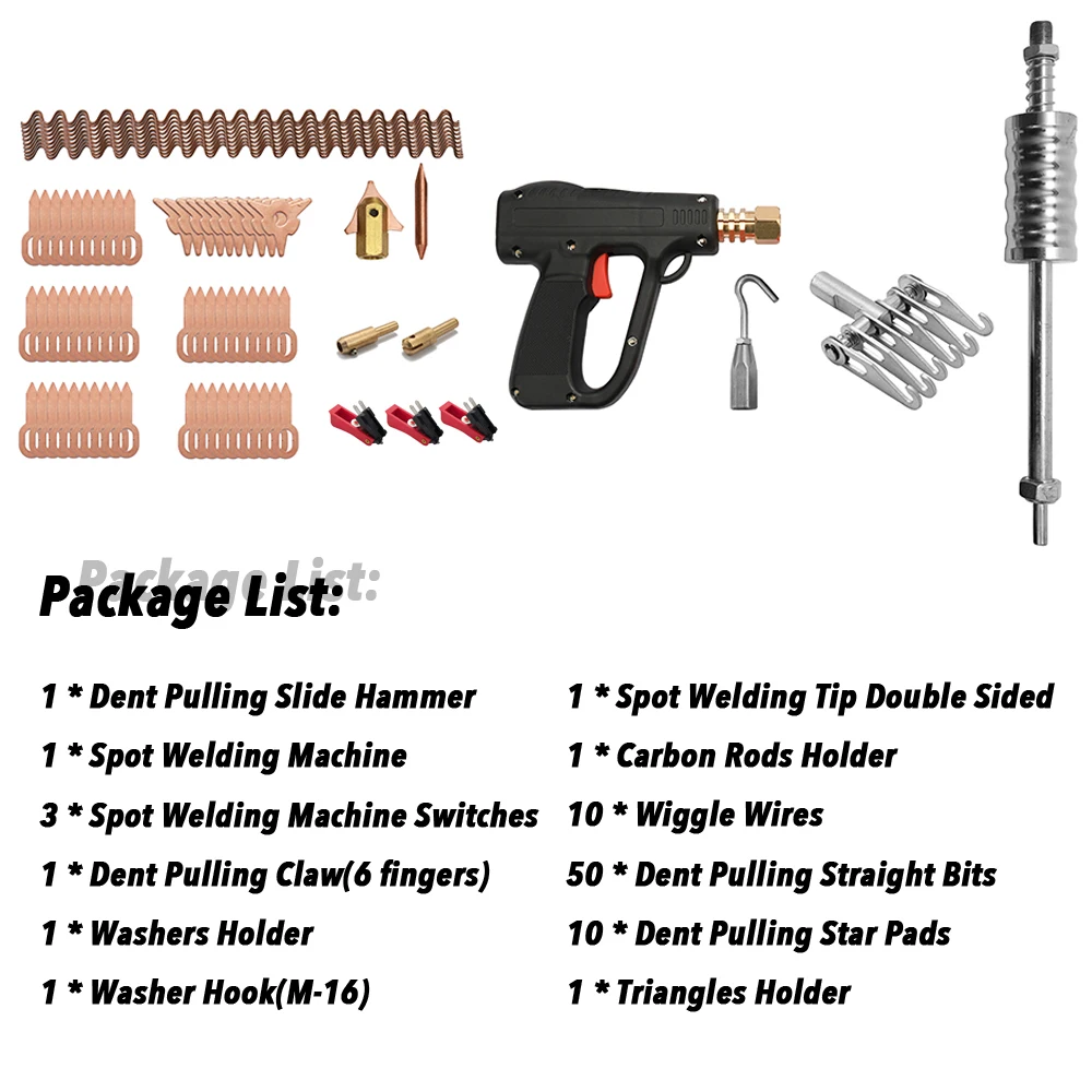 vender 81 Pçs Dent Extrator Kit Ferramenta De Reparo Do Carro Eletrodos Solda A Ponto Spotter Máquina Remoção Straightenenging Mossas Removedor Ferramenta