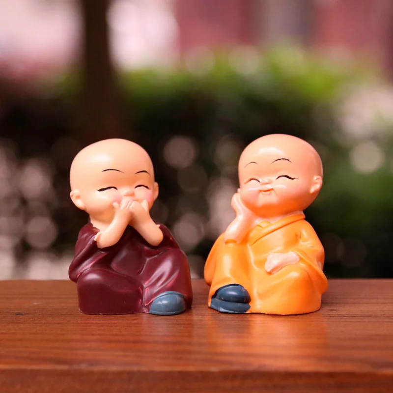 BAIUFOR милый маленький Монах Будда Maitreya фэн-шуй фигурки зеленых растений рокеры
