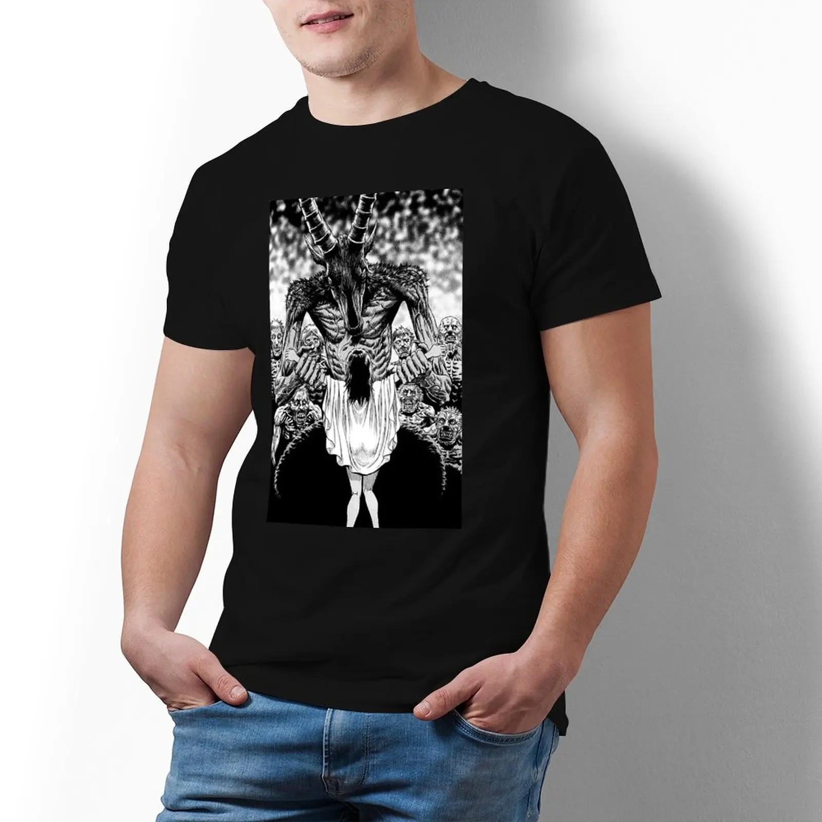 

Футболка мужская с принтом японской манги, 100 хлопок, с коротким рукавом