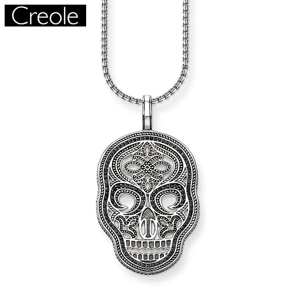 Ожерелье из звеньев цепи с черным черепом маска паве подарок для мужчин и женщин