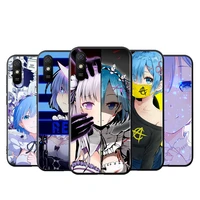for xiaomi redmi k40 gaming k30i k30t k30s k30 ultra k20 10x pro 5g black phone case anime cute rem silicone cover