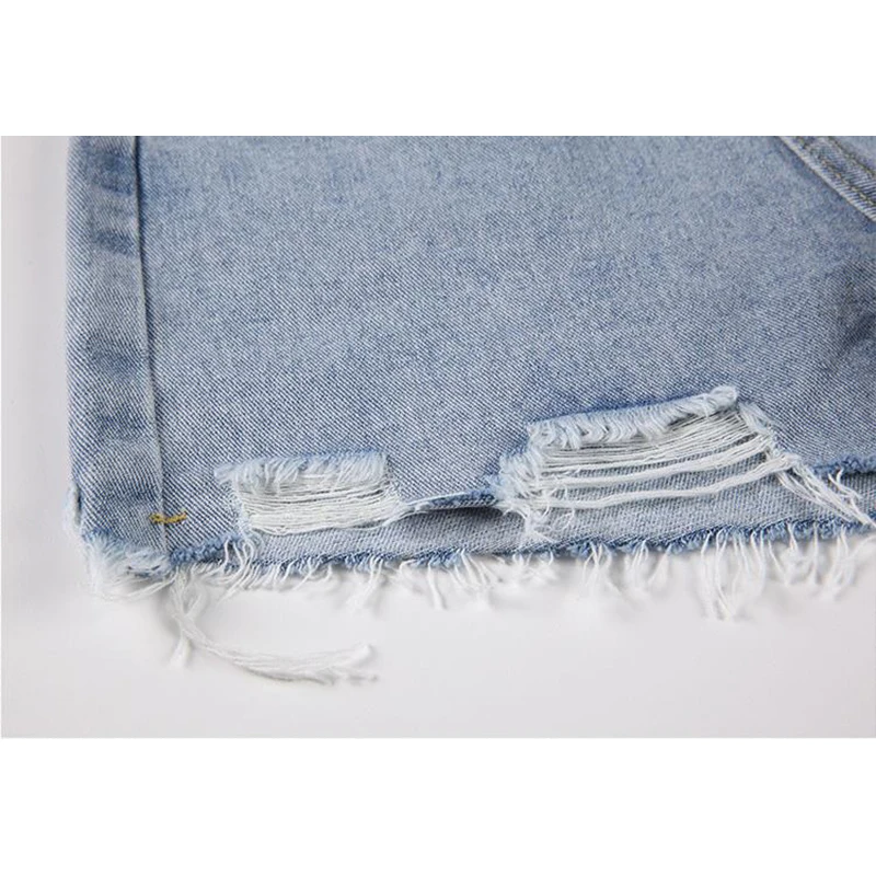 

2021 Summer Fashion High Waist Ripped Jeans Shorts Women Loose Tassel Streetwear Holes Shorts Female Casual Y2k Denim Shorts