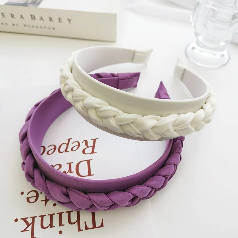 

2021New Popular Womens Wide Weaving Hairbands Female Twist Headbands Girls Braid Hair Accessories Solid Color Fashion Hair Hoop