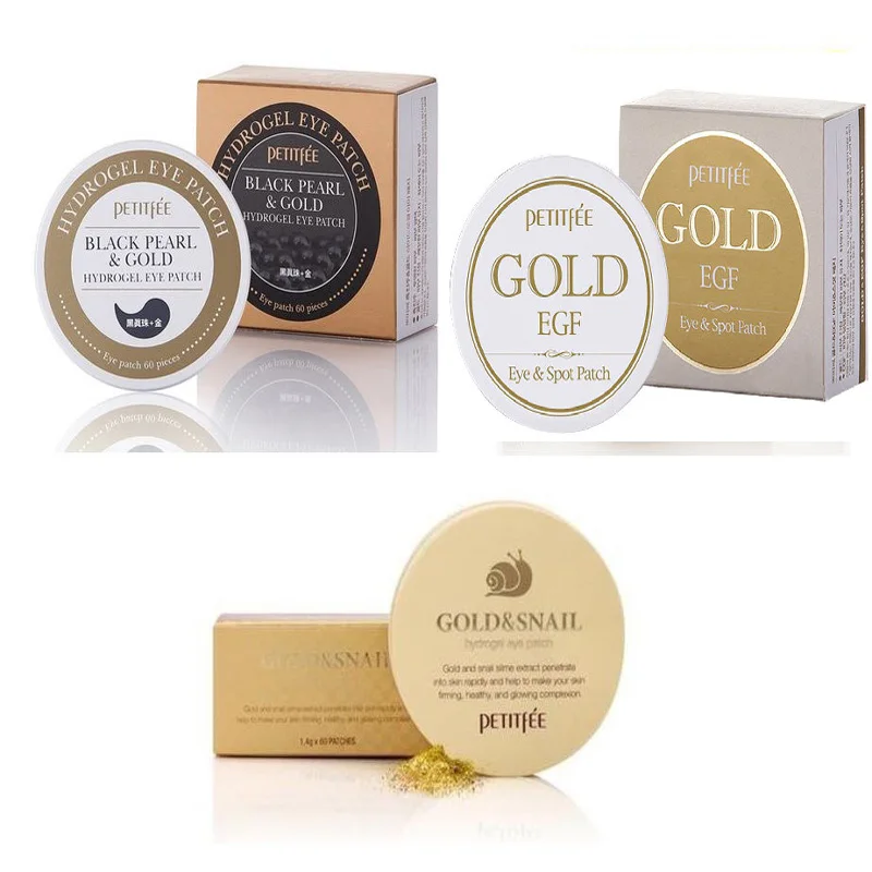 

Повязка для глаз PETITFEE Gold Snail + маска для глаз с черным жемчугом + Золотая пятнистая повязка EGF, корейская косметика