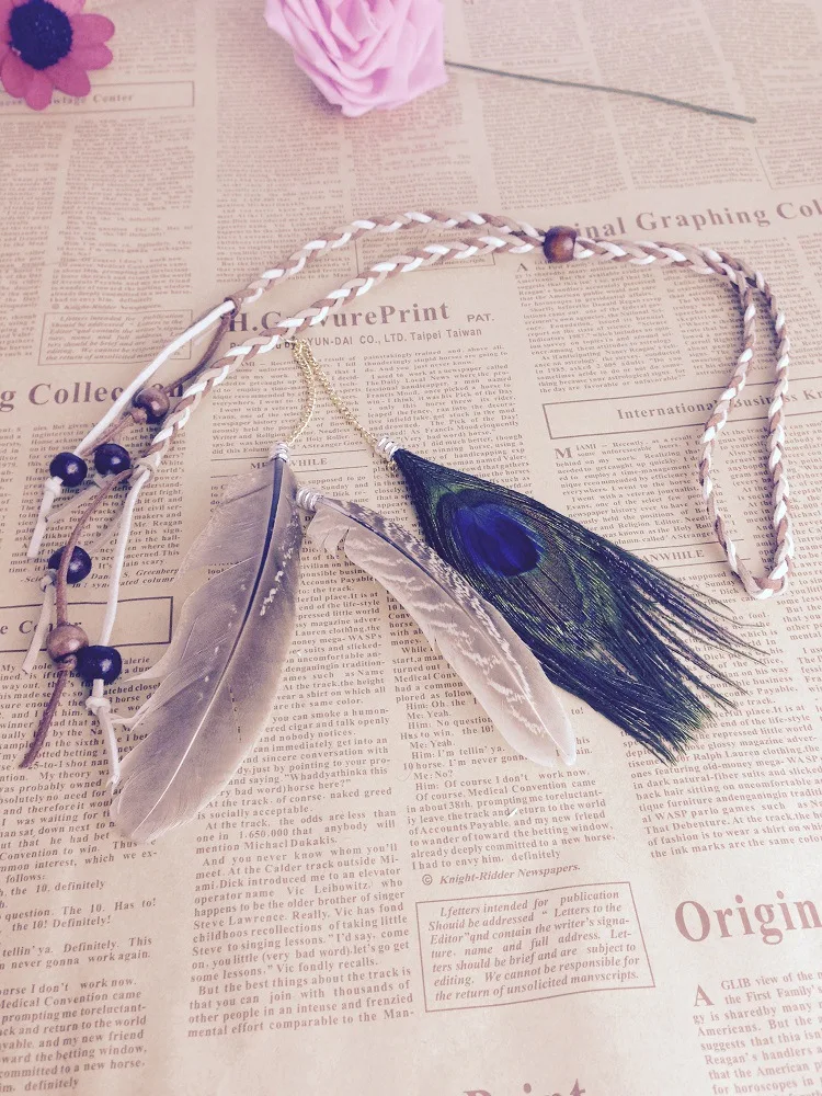 

Bohemian feathered headband hair band festival performance stage hair ornament Indian style colorful twist debate