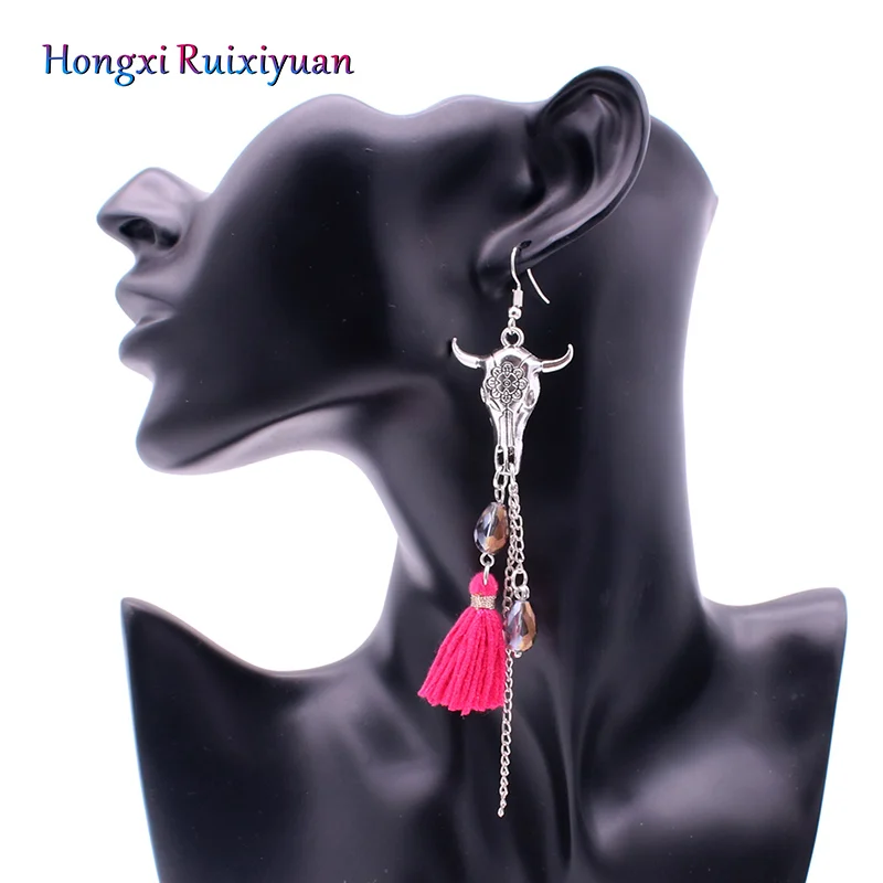 Новые ретро серьги с головой коровы богемные кисточками для женщин