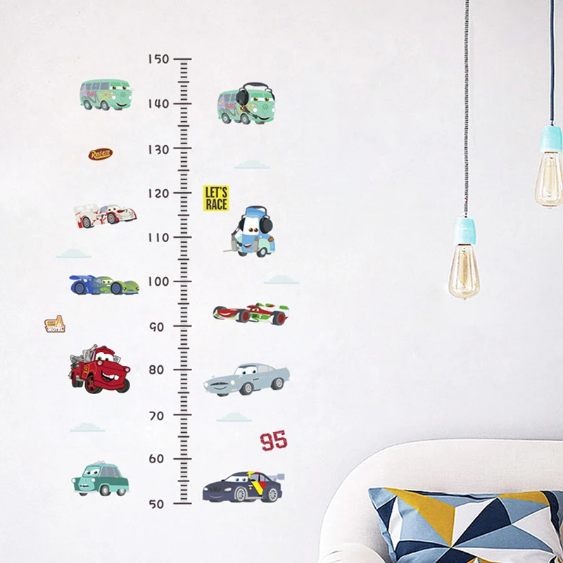 Cartoon Disney Car 3 PVC Wall Stickers For Kids Room Height Measure Home Living Decor Growth Chart Mural Art Decals | Дом и сад
