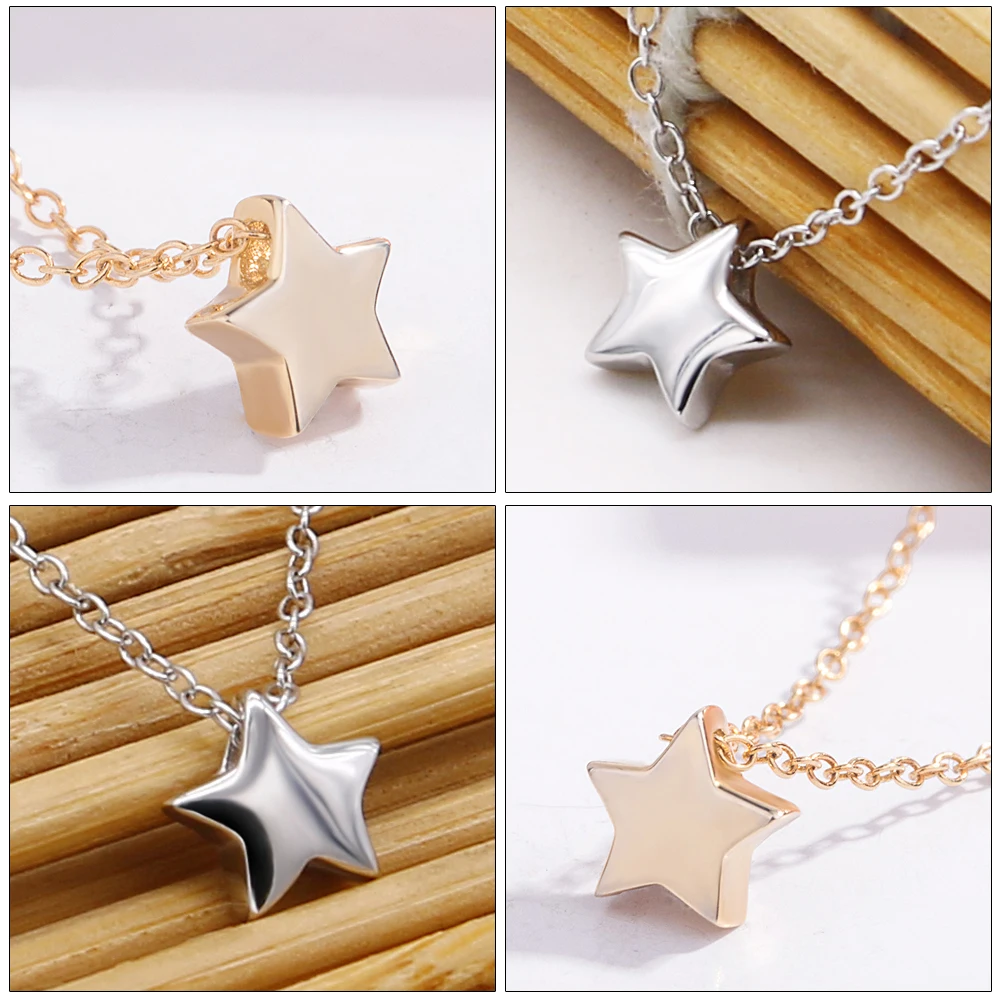 Простая изящная крошечная звезда подвеска чокер для женщин серебро 925 пробы