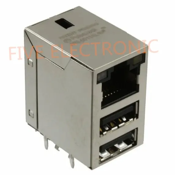 JW0 0013 1 Порты и разъёмы RJ45 с USB A двойной Magjack разъем со сквозным отверстием 10/100/1000