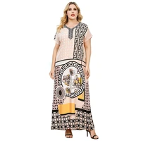 plus size simple maxi dress summer clothes for women 2021 female floral modest robe long muslim world apparel store short sleeve
