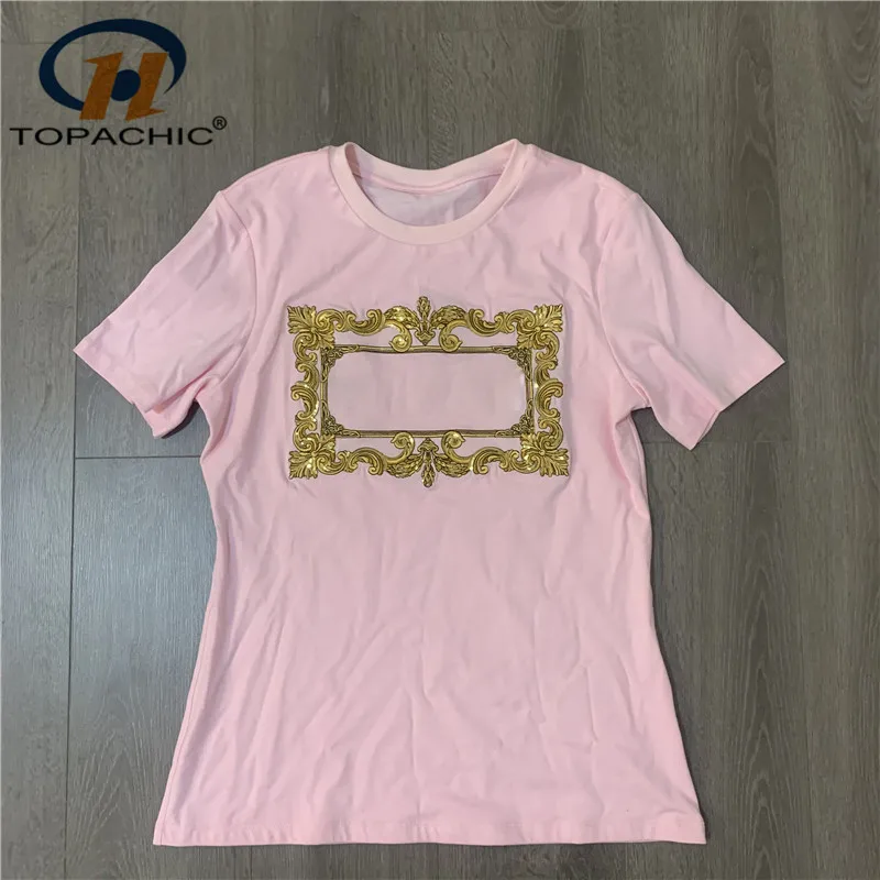 1 5 Ранняя весна 2020 Новая женская модная футболка с вышивкой блестками и круглым