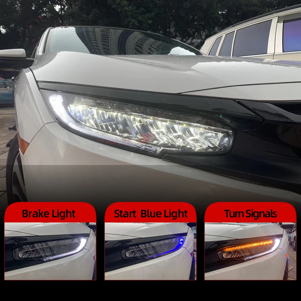 1 пара автомобилей головной светильник для Honda Civic 10th 2016 2017 2018 HID светодиодный s с
