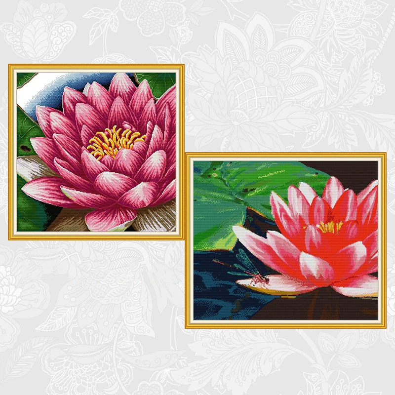 

Lotus Patterns Counted Cross Stitch kits Printed Canvas 11CT 14CT DIY Handmade Embroidery Thread Accessory Needlework Sets