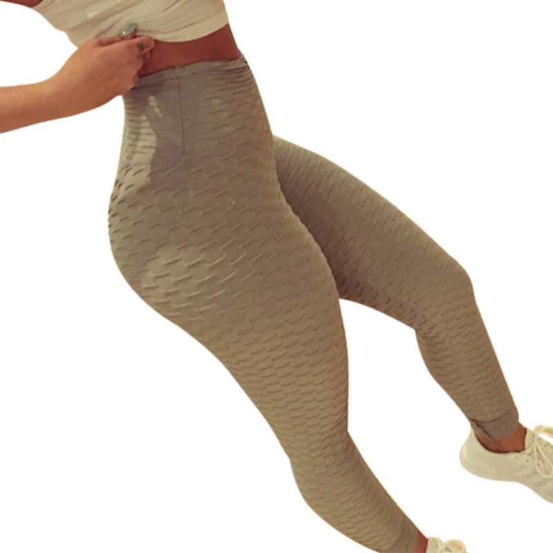 

Women High Waist Butt Lift Yoga Pants Workout Tummy Control Textured Leggings L9BE