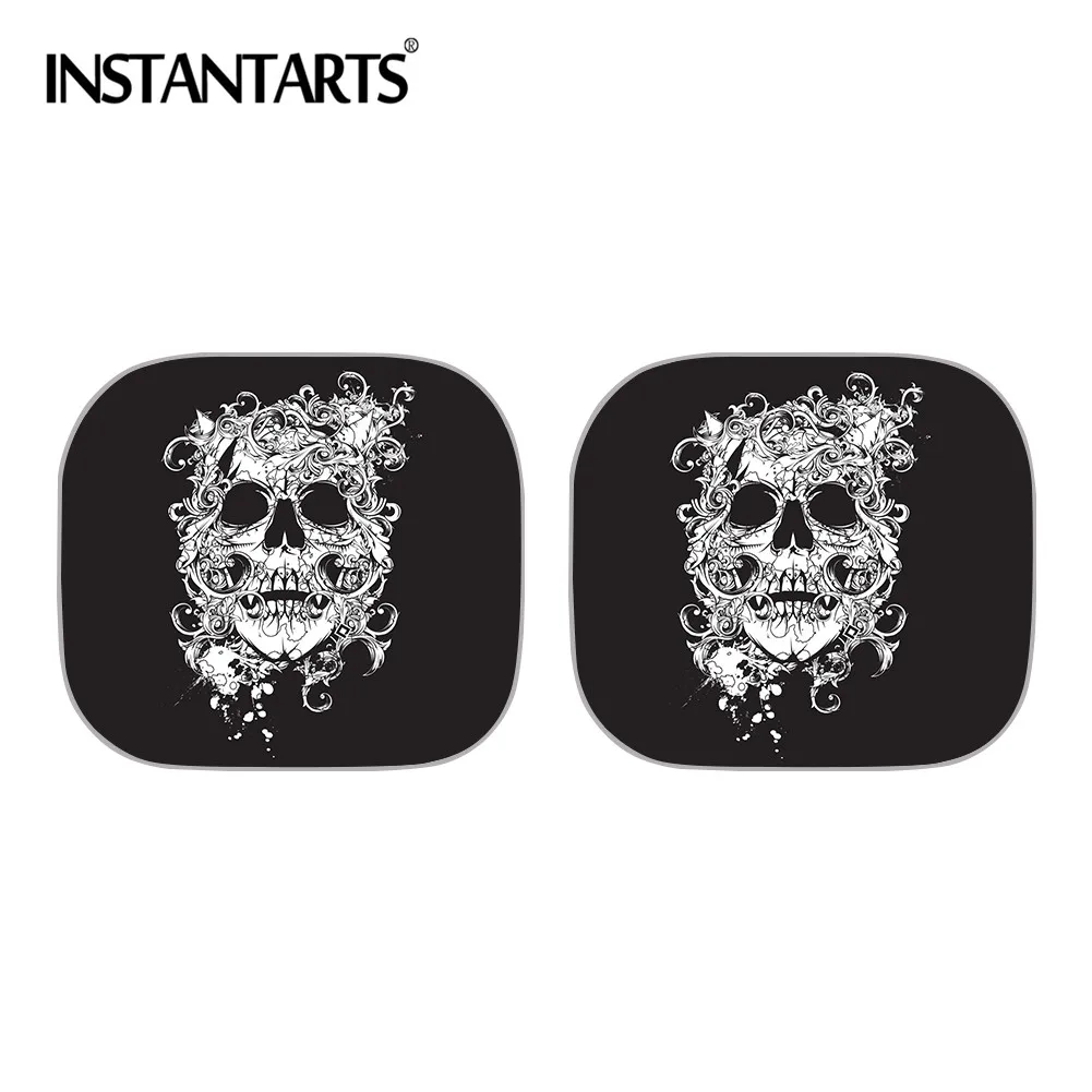 

INSTANTARTS Sugar Skull Design 2pcs Auto Windshield Sunshades UV Protect Foldable Car Sunshades for Side Side Window Sunshade
