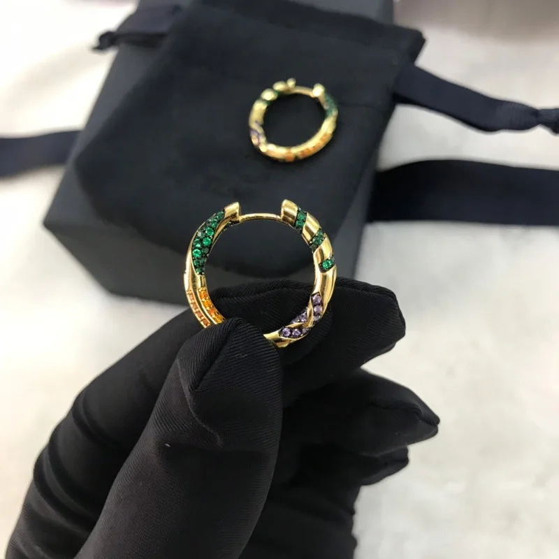 Модный шарм копия 1:1 желтый разноцветный обруч серьги с полосками женские