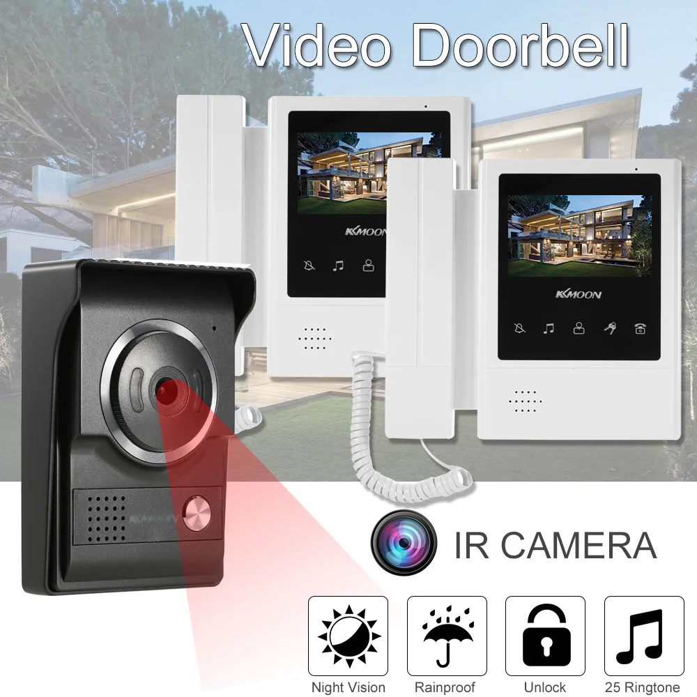 KKmoon 4 3 дюймов проводной видео дверной звонок с функцией ночного видения