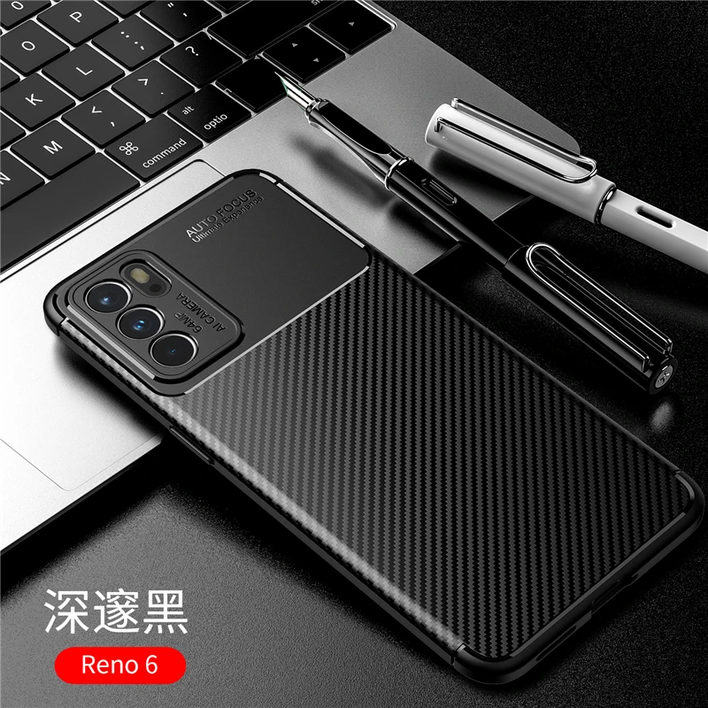 for oppo reno6 case rubber silicone funda silm carbon coque protective soft phone case for oppo reno 6 cover for oppo reno6 case free global shipping