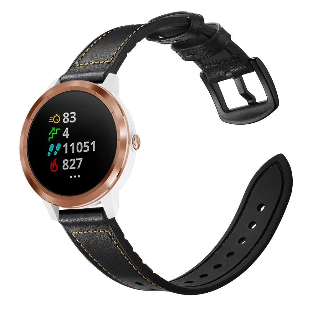 Сменный ремешок для Garmin Vivoactive 3 силиконовый + кожаный браслет Vivomove HR 20 мм
