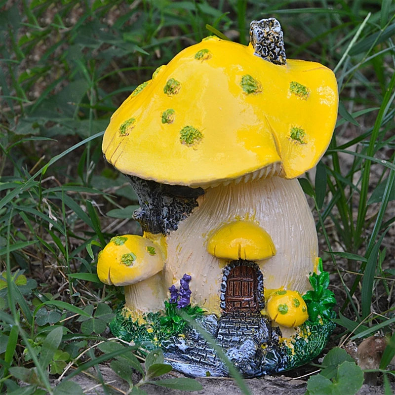 

Fairy Garden Mushroom House Miniature Mushroom House Statues Accessories for Home Garden Terrarium Decor