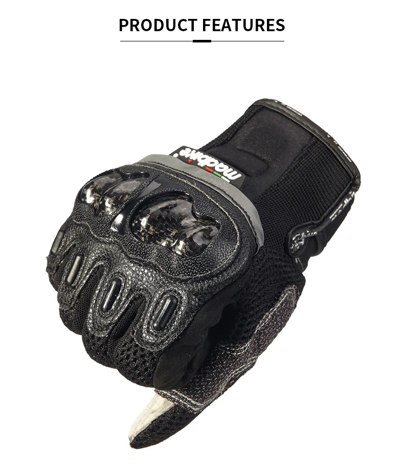 Motorcycle Gloves Leather Touch Screen Breathable Carbon Fiber Protective Gloves Guantes Moto Motocross Racing Gants Glove