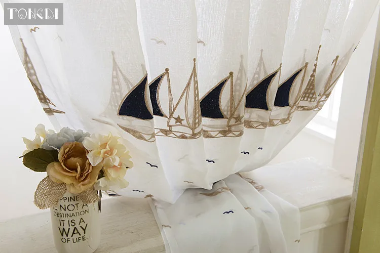 TONGDI Белый Тюль Штора для детской элегантный парусник Embrodery отвесный Роскошный