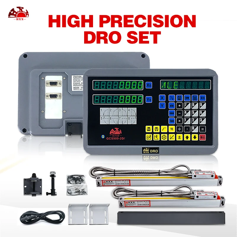 

HXX Factory 2Axis Digital Readout DRO With Used For Milling Lathe Machine Tools Nice Resolution 5u 50-1000mm Linear Scales