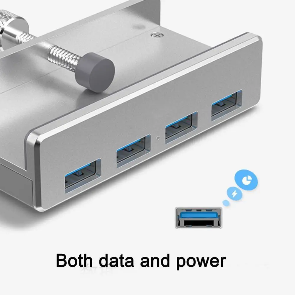 Алюминиевый 4 портовый USB концентратор MH4PU 3 0 с клипсой для рабочего стола кабелем