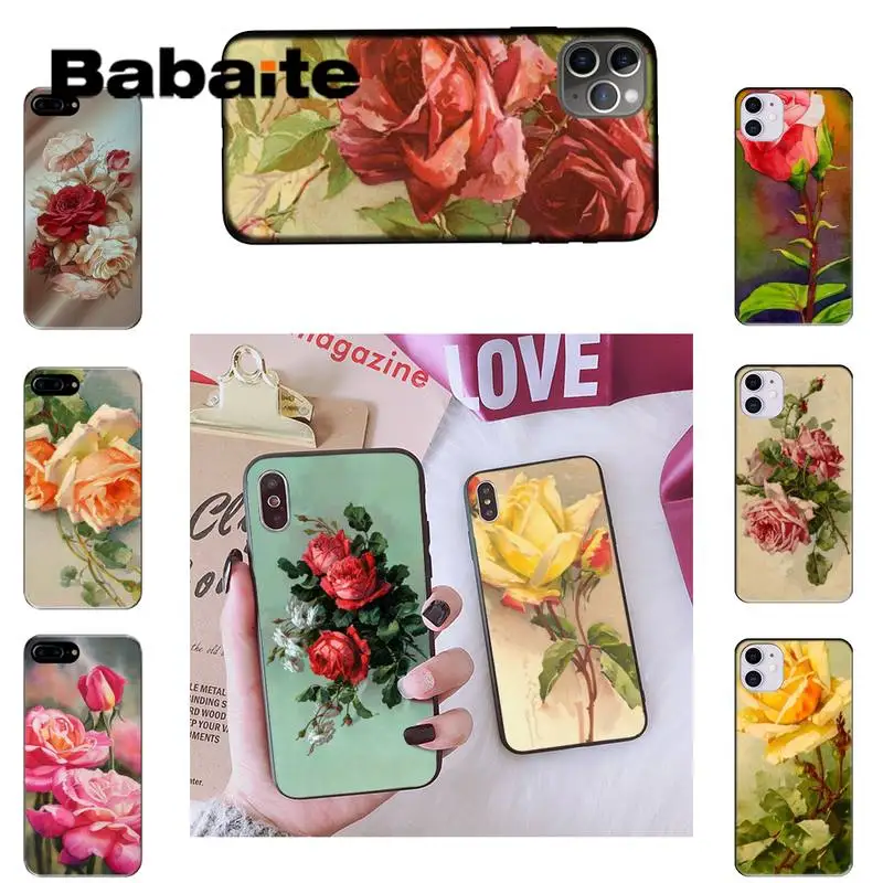 

Babaite Rose Flowers Vintage Flower phone Case For iPhone 8 7 6 6S Plus X XS MAX 5 5S SE XR 11 11pro promax 12 12Pro Promax