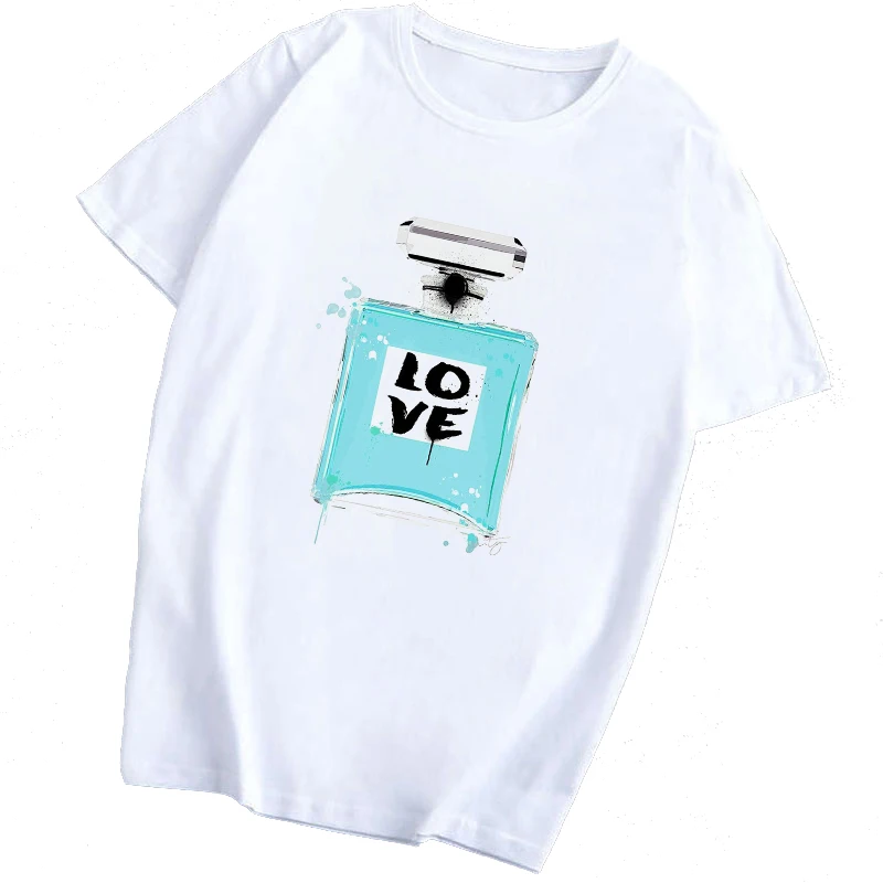 Женская футболка для девочек из хлопка Kawaii Повседневная забавная Любовь цветок