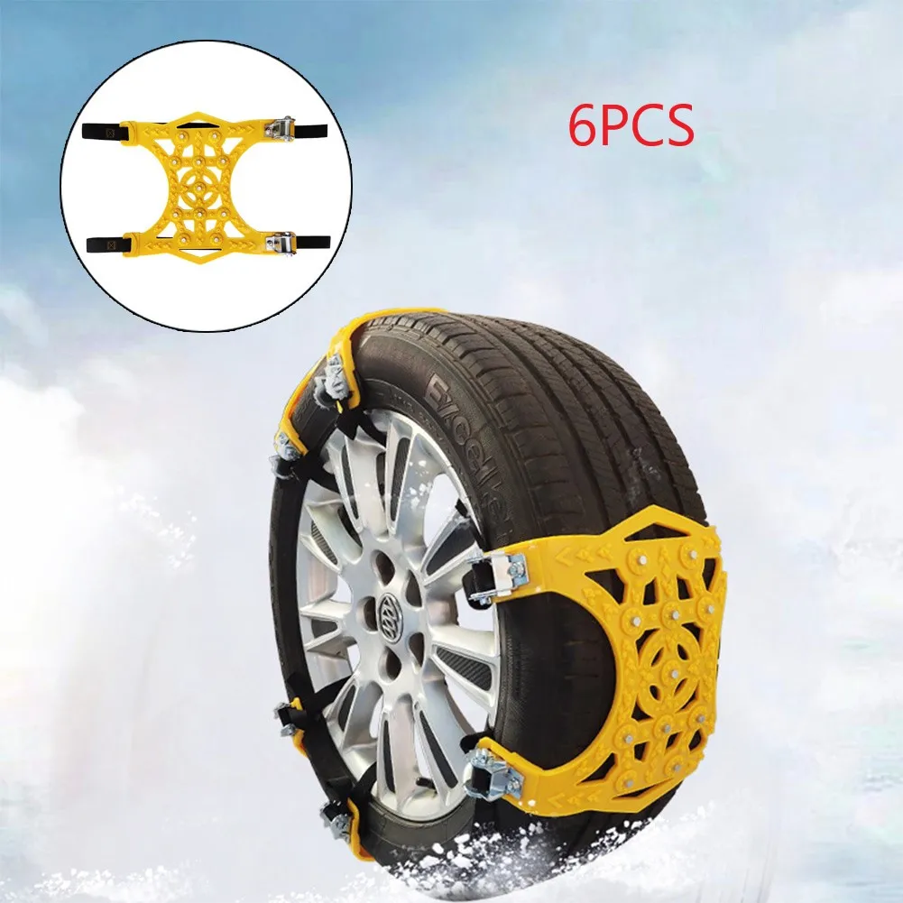 

6pcs CarTyre Chain Winter Auto Snow Chains Anti-Skid Tire Tires Universal Beef Tendon Tire Chain Anti-Slip For Snow Ice Mud Road