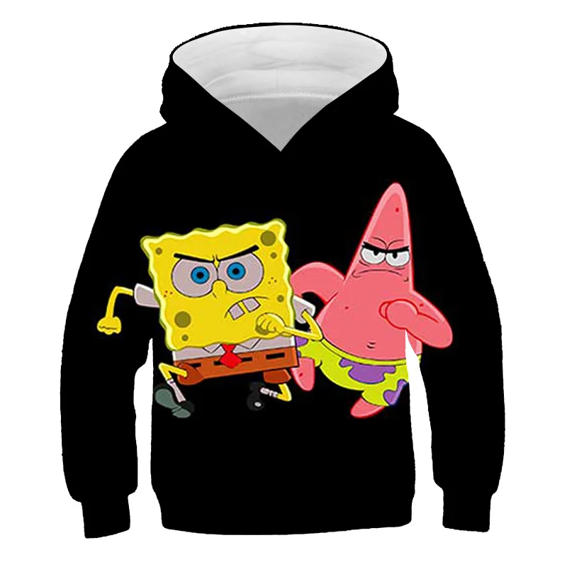 

Осень 2021, модные детские штаны-квадраты Губка Боб, толстовка для мальчиков, комикс, 3D принт, спортивная одежда для девочек, уличная одежда бо...