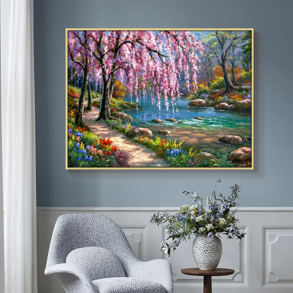 Алмазная 5D Вышивка сделай сам садовый пейзаж мозаика картины Стразы алмазная