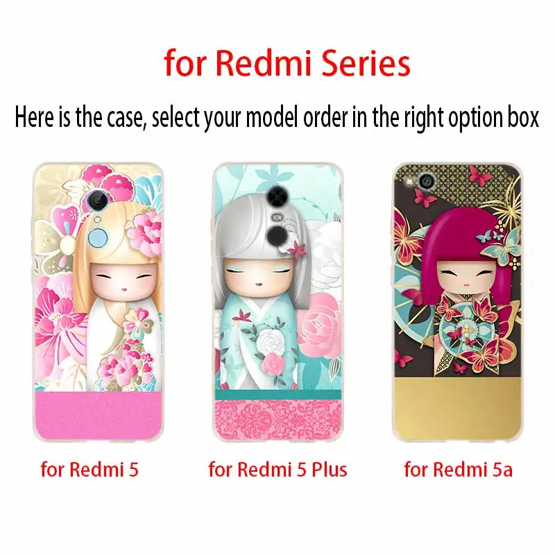 Silicone Case For Xiaomi Redmi 10 9 8 7 6 5 4 A 9at Prime 4x Y3 Cover kawaii Japanese Kokeshi Doll | Мобильные телефоны и