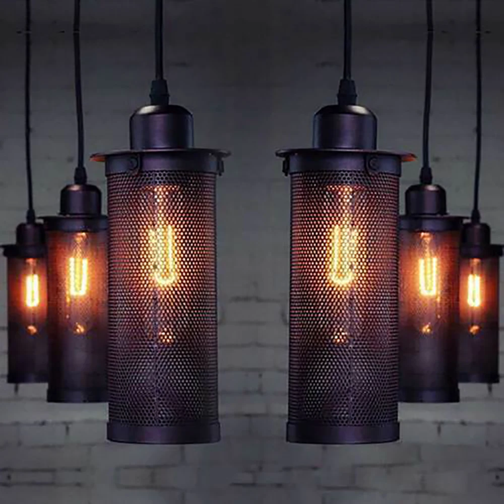 

modern cage Pendant Light Cube Metal Pendant Lights Accessory iron Loft Ceiling industrial retro Hanging Lamp for Home Bar Cafe